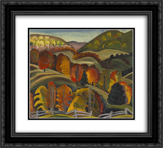 Autumn Hills 22x20 Black Ornate Wood Framed Art Print Poster with Double Matting by Heward, Prudence