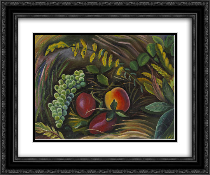 Fruit in the Grass 24x20 Black Ornate Wood Framed Art Print Poster with Double Matting by Heward, Prudence