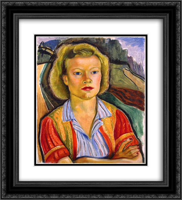 The Farmer's Daughter 20x22 Black Ornate Wood Framed Art Print Poster with Double Matting by Heward, Prudence