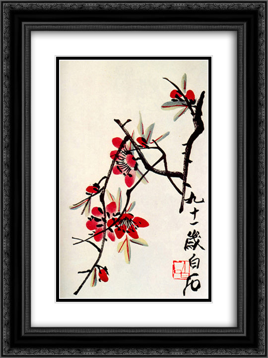 Briar 18x24 Black Ornate Wood Framed Art Print Poster with Double Matting by Qi Baishi