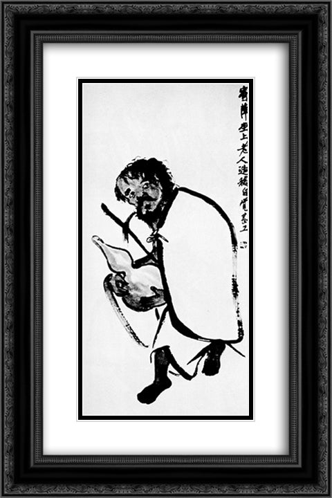 Lee Tae - Guay (Wayfarer with pumpkin) 16x24 Black Ornate Wood Framed Art Print Poster with Double Matting by Qi Baishi