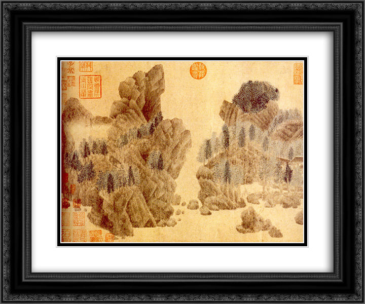 Dwelling in the Floating Jade Mountains 24x20 Black Ornate Wood Framed Art Print Poster with Double Matting by Xuan, Qian