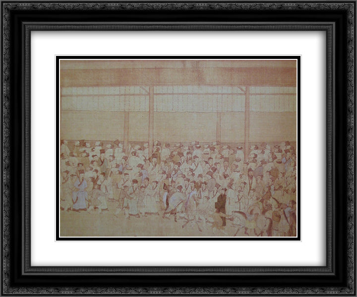 The Imperial examinations 24x20 Black Ornate Wood Framed Art Print Poster with Double Matting by Qiu Ying