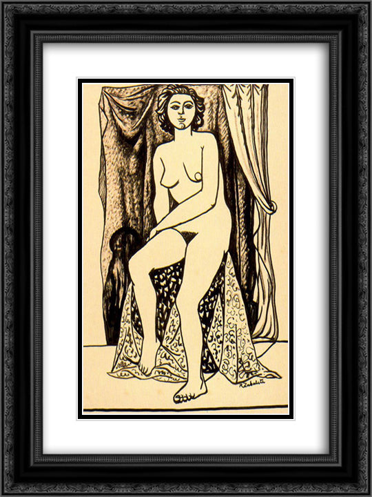 Female nude 18x24 Black Ornate Wood Framed Art Print Poster with Double Matting by Zabaleta, Rafael