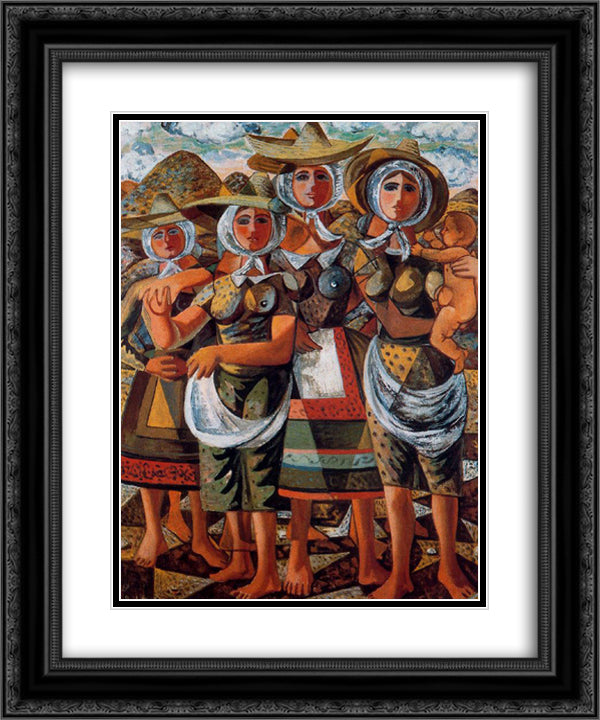 Gleaners 20x24 Black Ornate Wood Framed Art Print Poster with Double Matting by Zabaleta, Rafael