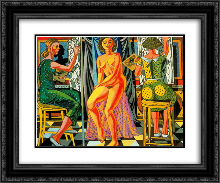 Painters and Model 24x20 Black Ornate Wood Framed Art Print Poster with Double Matting by Zabaleta, Rafael