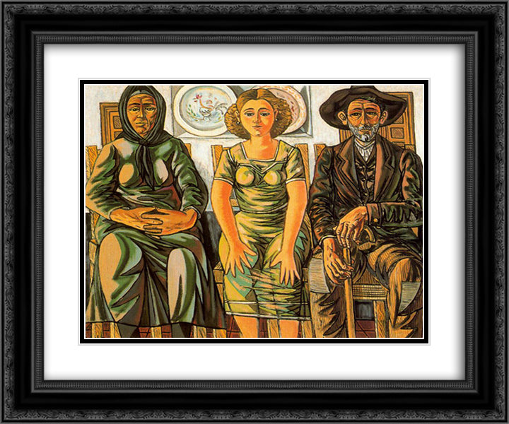 Peasant family 24x20 Black Ornate Wood Framed Art Print Poster with Double Matting by Zabaleta, Rafael