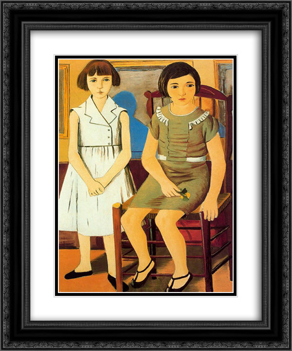 Portrait of two girls 20x24 Black Ornate Wood Framed Art Print Poster with Double Matting by Zabaleta, Rafael