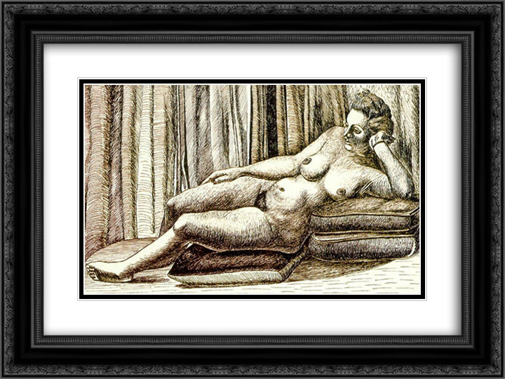 Reclining female nude 24x18 Black Ornate Wood Framed Art Print Poster with Double Matting by Zabaleta, Rafael