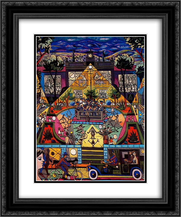 The Quesada Garden 20x24 Black Ornate Wood Framed Art Print Poster with Double Matting by Zabaleta, Rafael