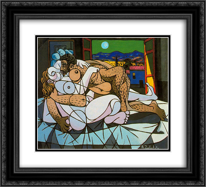 The Satyr 22x20 Black Ornate Wood Framed Art Print Poster with Double Matting by Zabaleta, Rafael
