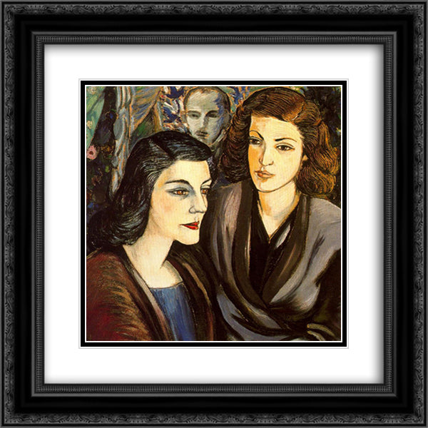Two woman and self - portrait bust 20x20 Black Ornate Wood Framed Art Print Poster with Double Matting by Zabaleta, Rafael