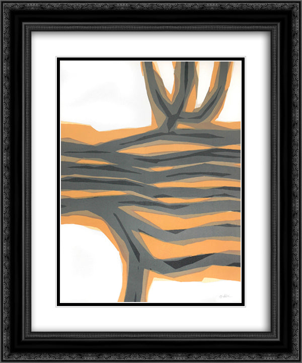 Le champ a l'arbre 1964 20x24 Black Ornate Wood Framed Art Print Poster with Double Matting by Ubac, Raoul