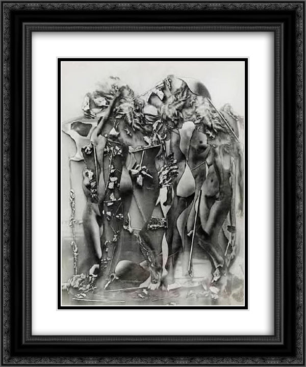 Le combat de Penthesilee 20x24 Black Ornate Wood Framed Art Print Poster with Double Matting by Ubac, Raoul
