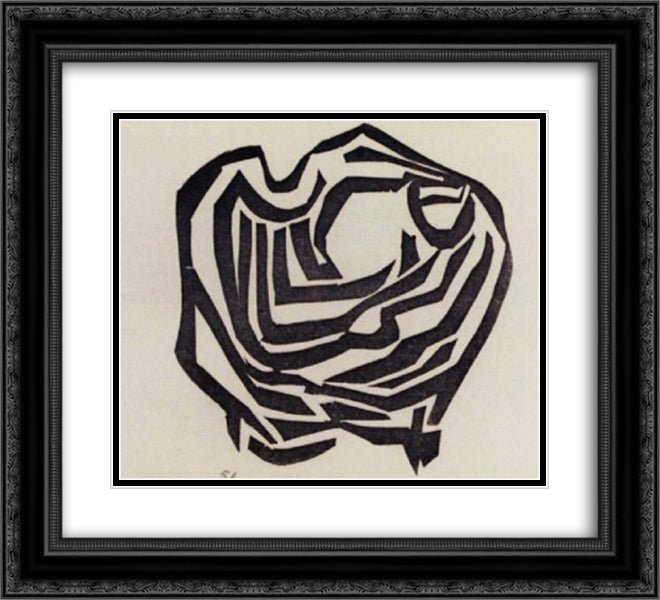 Mines de Rien, Petits Delires 22x20 Black Ornate Wood Framed Art Print Poster with Double Matting by Ubac, Raoul