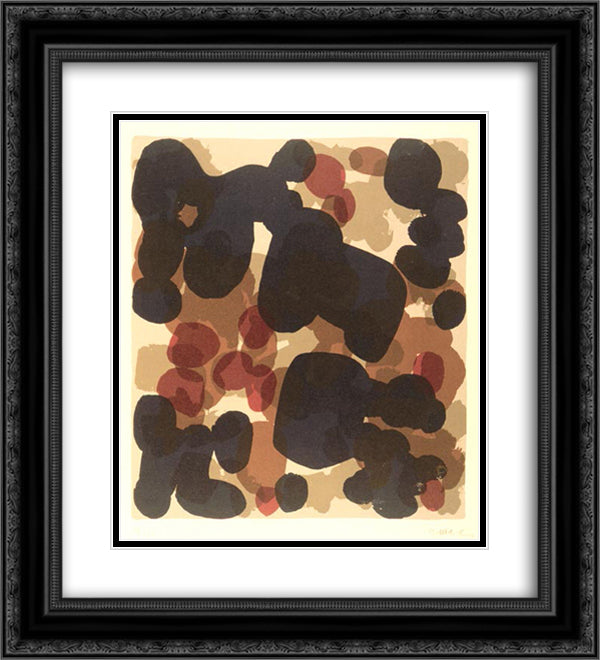 Octobre 20x22 Black Ornate Wood Framed Art Print Poster with Double Matting by Ubac, Raoul
