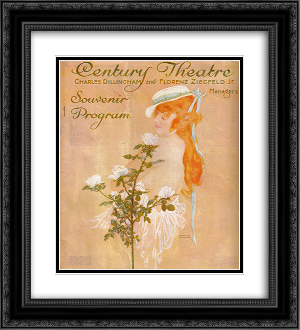 Bessie McCoy 20x22 Black Ornate Wood Framed Art Print Poster with Double Matting by Kirchner, Raphael