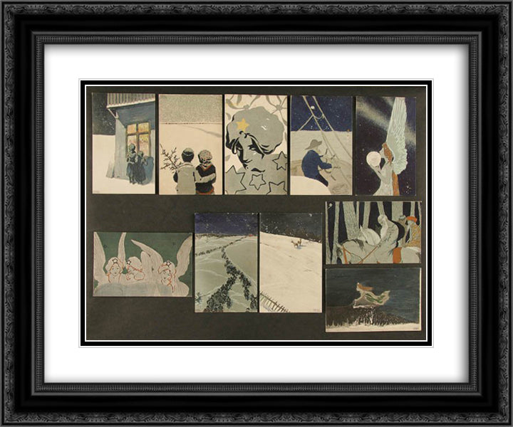 Christmas pictures 24x20 Black Ornate Wood Framed Art Print Poster with Double Matting by Kirchner, Raphael