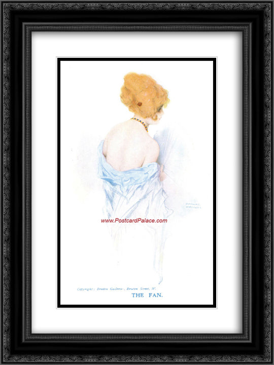 Fan 18x24 Black Ornate Wood Framed Art Print Poster with Double Matting by Kirchner, Raphael