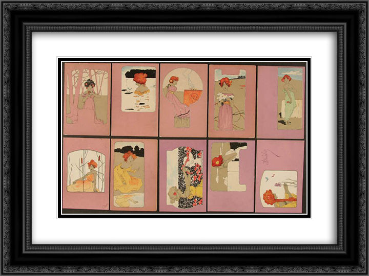 Girls with purple surrounds 24x18 Black Ornate Wood Framed Art Print Poster with Double Matting by Kirchner, Raphael