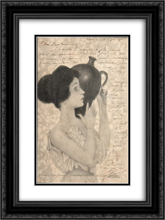 Greek Girls 18x24 Black Ornate Wood Framed Art Print Poster with Double Matting by Kirchner, Raphael