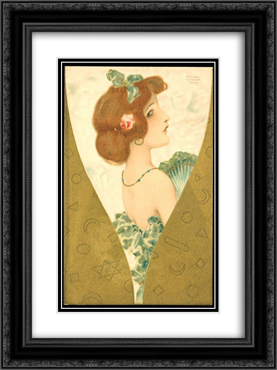 Jewellery 18x24 Black Ornate Wood Framed Art Print Poster with Double Matting by Kirchner, Raphael
