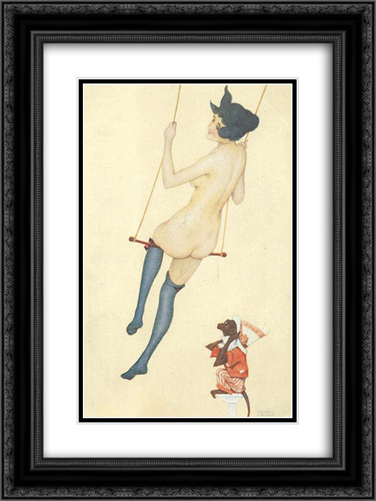 Lulu 18x24 Black Ornate Wood Framed Art Print Poster with Double Matting by Kirchner, Raphael