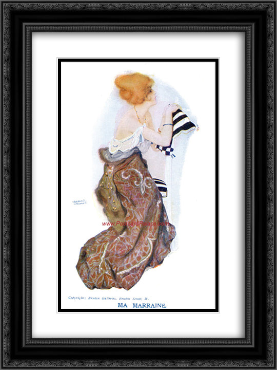 Ma Marraine 18x24 Black Ornate Wood Framed Art Print Poster with Double Matting by Kirchner, Raphael
