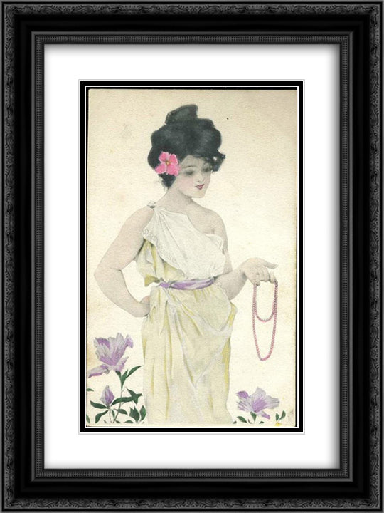 Maid of Athens 18x24 Black Ornate Wood Framed Art Print Poster with Double Matting by Kirchner, Raphael