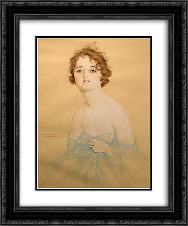 Olive Thomas 20x24 Black Ornate Wood Framed Art Print Poster with Double Matting by Kirchner, Raphael