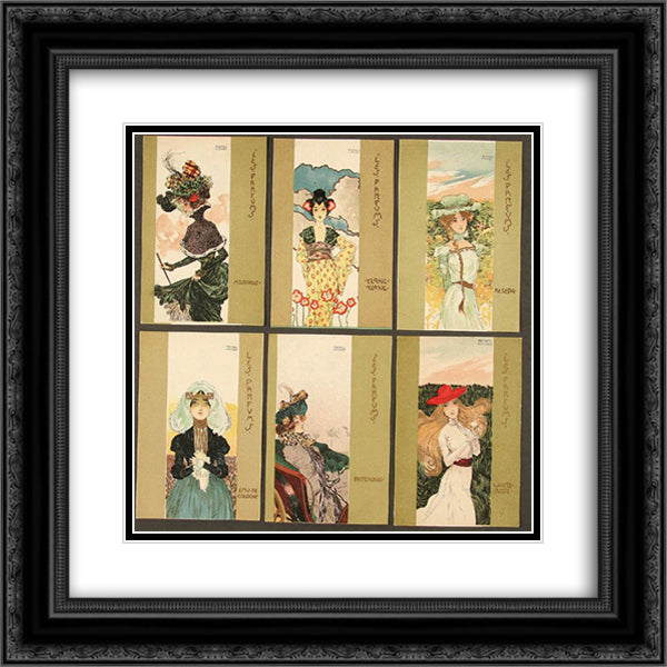 Parfums 20x20 Black Ornate Wood Framed Art Print Poster with Double Matting by Kirchner, Raphael