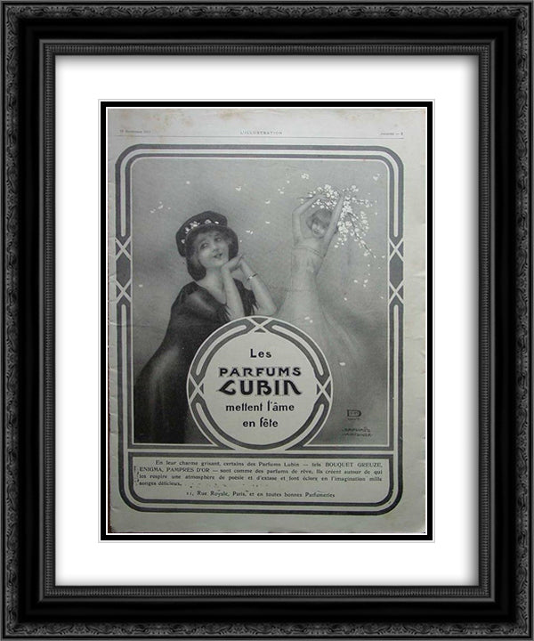 Parfums Cubin 20x24 Black Ornate Wood Framed Art Print Poster with Double Matting by Kirchner, Raphael