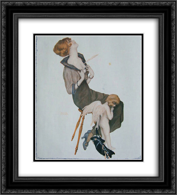 Parisian Life 20x22 Black Ornate Wood Framed Art Print Poster with Double Matting by Kirchner, Raphael
