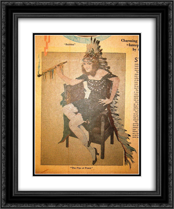 Pipe of Peace, Hearst's Sunday American 20x24 Black Ornate Wood Framed Art Print Poster with Double Matting by Kirchner, Raphael