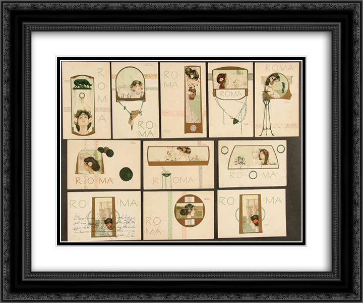 Roma 24x20 Black Ornate Wood Framed Art Print Poster with Double Matting by Kirchner, Raphael