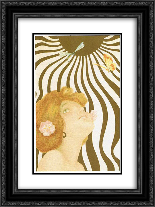 Sun women 18x24 Black Ornate Wood Framed Art Print Poster with Double Matting by Kirchner, Raphael