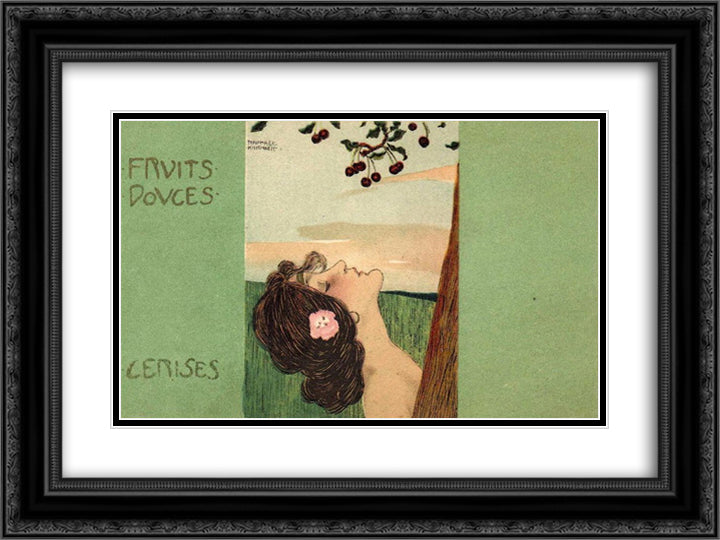 Sweet Fruits 24x18 Black Ornate Wood Framed Art Print Poster with Double Matting by Kirchner, Raphael