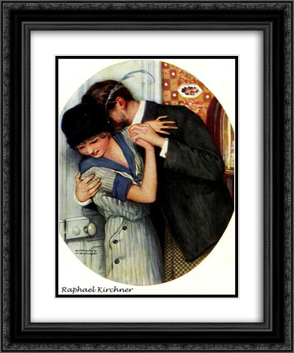 The Embrace 20x24 Black Ornate Wood Framed Art Print Poster with Double Matting by Kirchner, Raphael