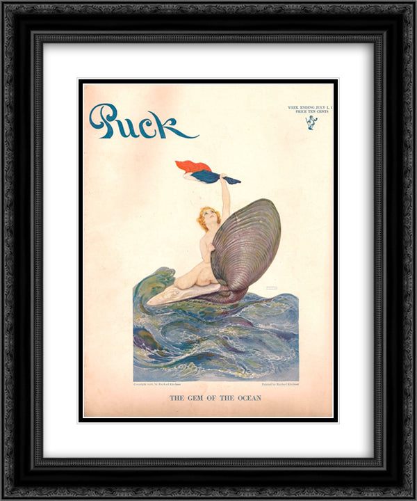 The Gem of the Ocean, Puck Magazine 20x24 Black Ornate Wood Framed Art Print Poster with Double Matting by Kirchner, Raphael