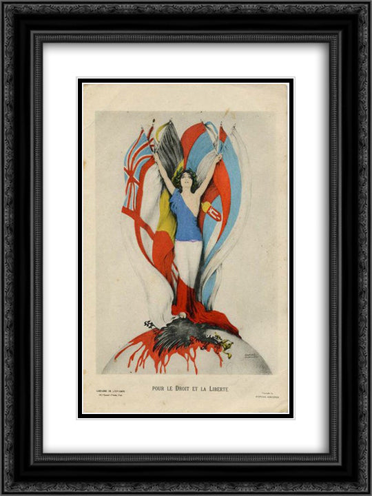 To the Right and Freedom 18x24 Black Ornate Wood Framed Art Print Poster with Double Matting by Kirchner, Raphael