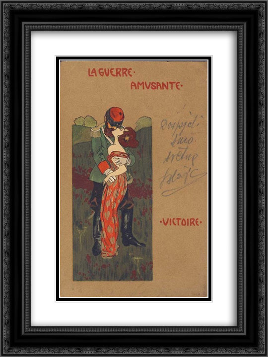 Victory 18x24 Black Ornate Wood Framed Art Print Poster with Double Matting by Kirchner, Raphael