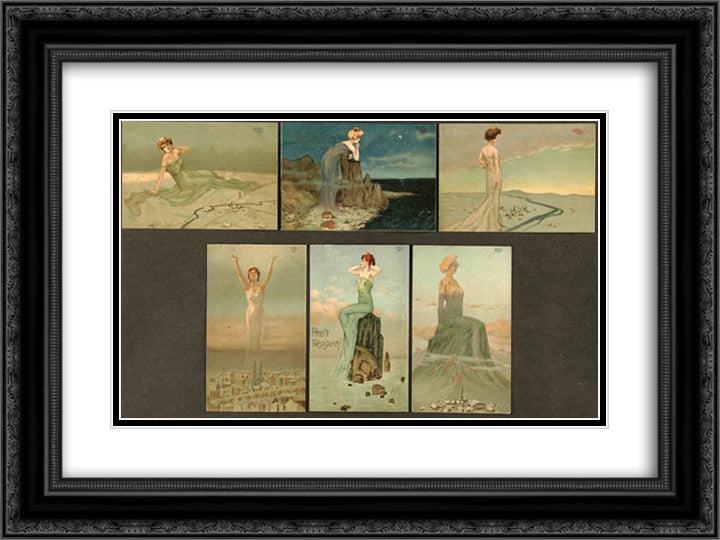 Women dominating landscapes 24x18 Black Ornate Wood Framed Art Print Poster with Double Matting by Kirchner, Raphael