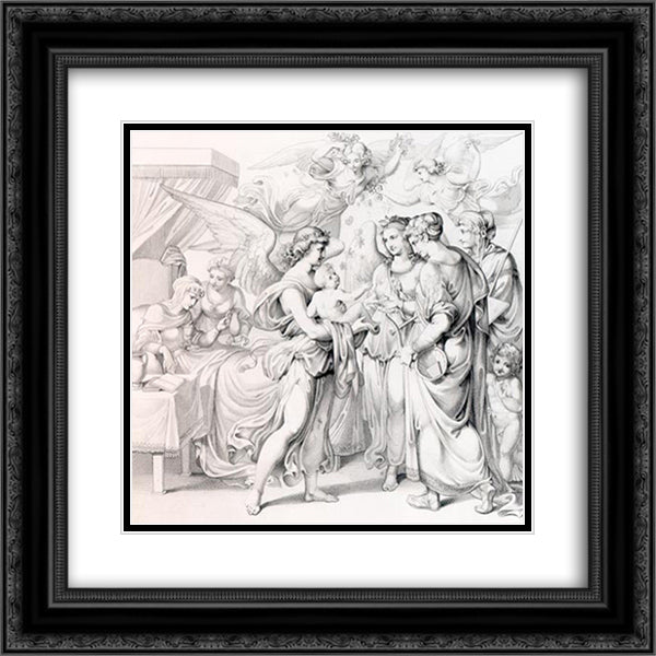 Birth on Good Friday 20x20 Black Ornate Wood Framed Art Print Poster with Double Matting by Raphael