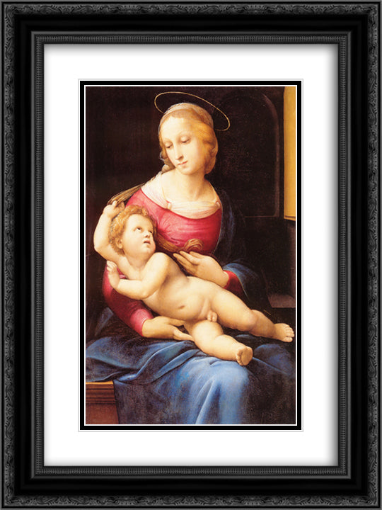 Bridgewater Madonna 18x24 Black Ornate Wood Framed Art Print Poster with Double Matting by Raphael
