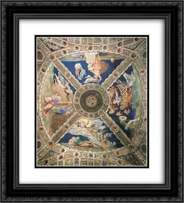 Ceiling 20x22 Black Ornate Wood Framed Art Print Poster with Double Matting by Raphael