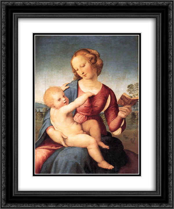 Colonna Madonna 20x24 Black Ornate Wood Framed Art Print Poster with Double Matting by Raphael