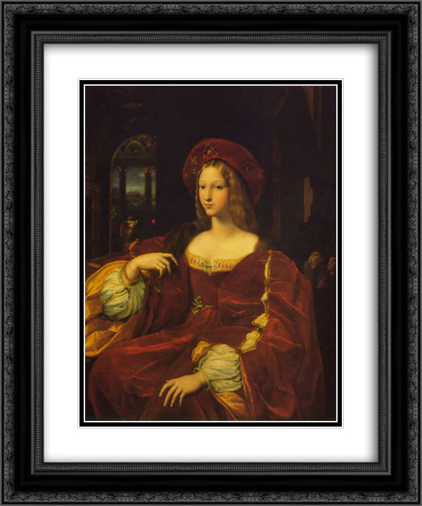 Joanna of Aragon 20x24 Black Ornate Wood Framed Art Print Poster with Double Matting by Raphael