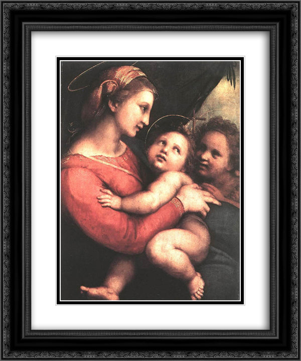 Madonna della Tenda 20x24 Black Ornate Wood Framed Art Print Poster with Double Matting by Raphael