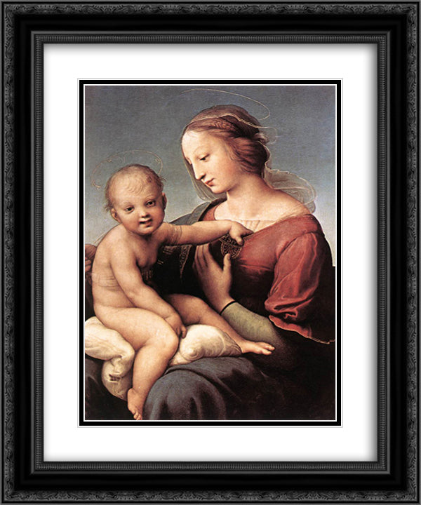 Niccolini-Cowper Madonna 20x24 Black Ornate Wood Framed Art Print Poster with Double Matting by Raphael