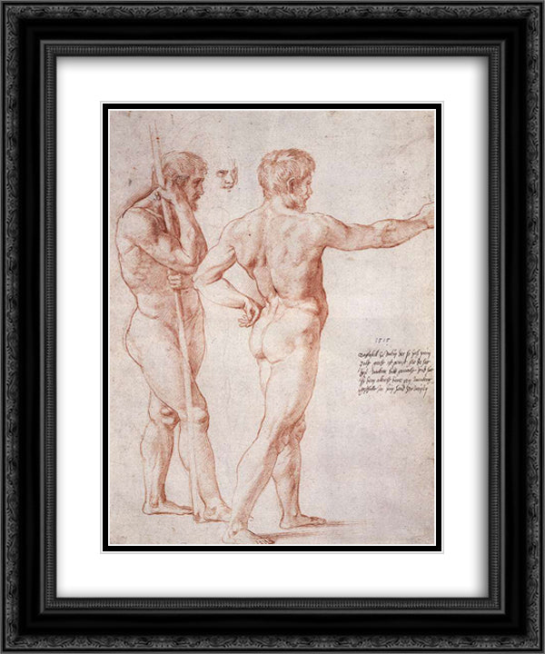 Nude Study 20x24 Black Ornate Wood Framed Art Print Poster with Double Matting by Raphael